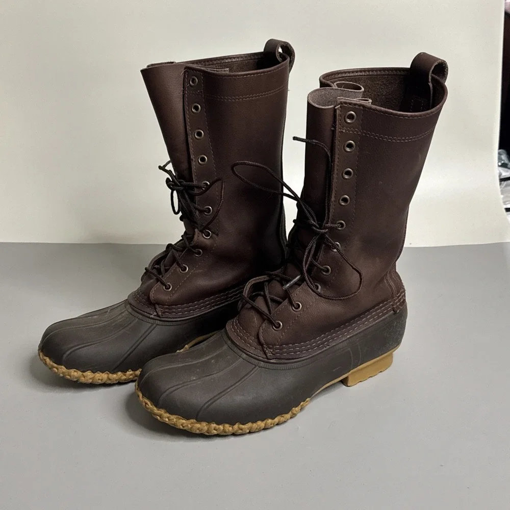 LL Bean Boots Mens Size 9 Maine Leather Hunting Duck Boot Shoe Rubber